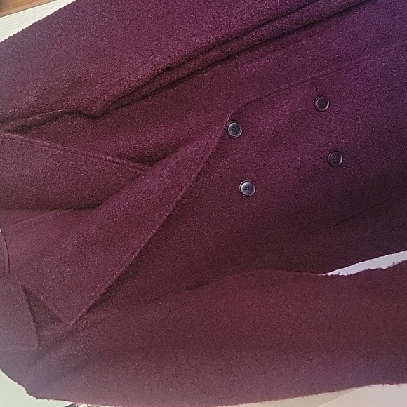 NEW! ANN TAYLOR LOFT Textured Sherpa Berry Double Breasted Coat Medium Tall. - Picture 3 of 9